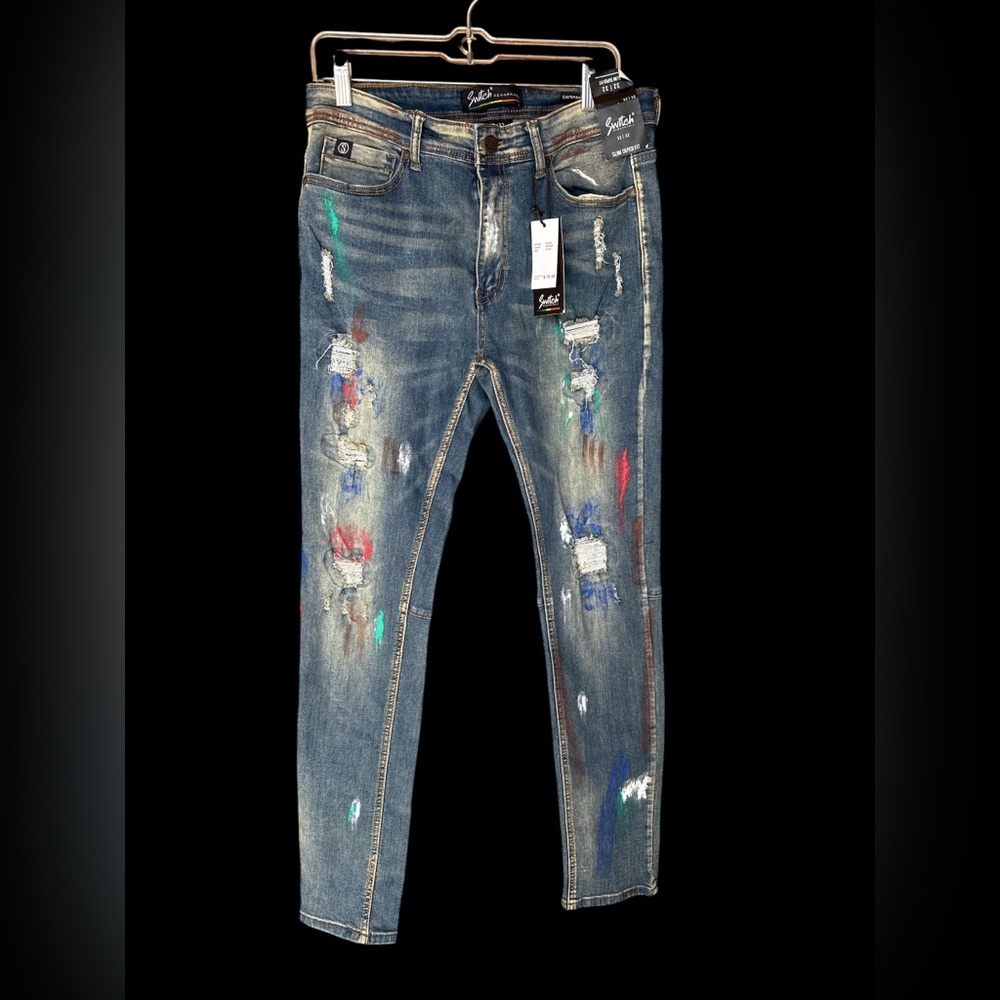 Switch Remarkable Edgy Distressed Skinny Jeans for Men Size 32X32